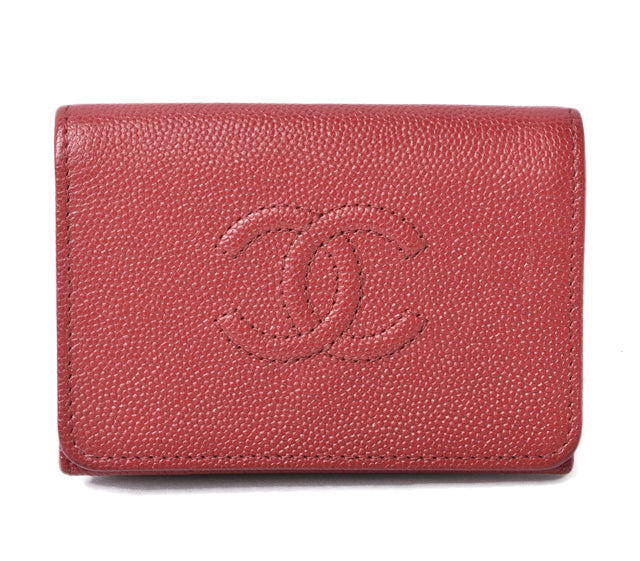 Chanel Caviar Skin Mini Trifold Wallet Dark Red in Pristine Condition