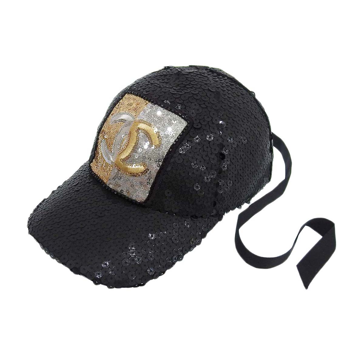 Chanel Sequin Cap Black Gold Silver