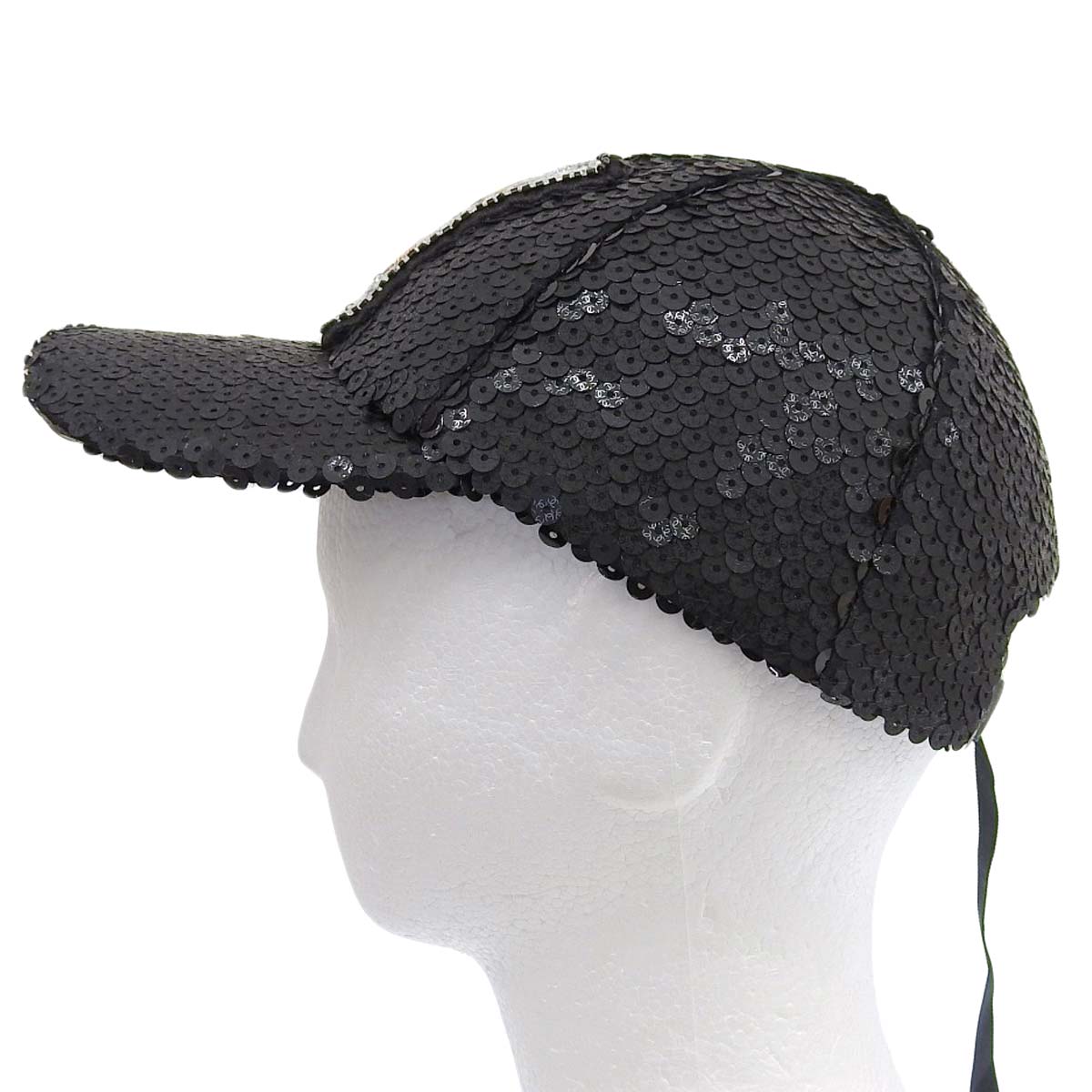 Chanel Sequin Cap Black Gold Silver