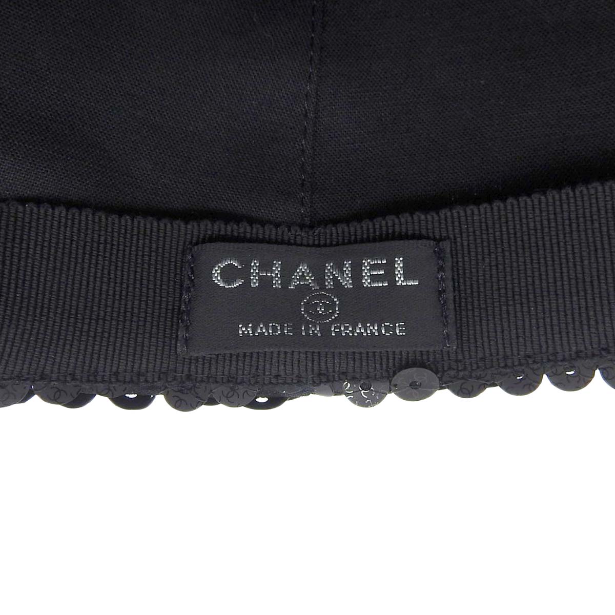 Chanel Sequin Cap Black Gold Silver