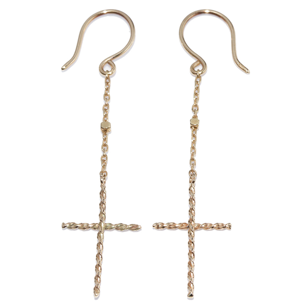 K10YG Yellow Gold Cross Earrings in Great Condition