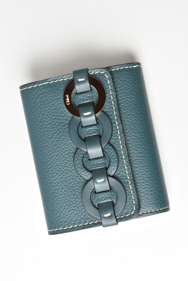 Chloe Darryl Small Trifold Wallet Steel Blue