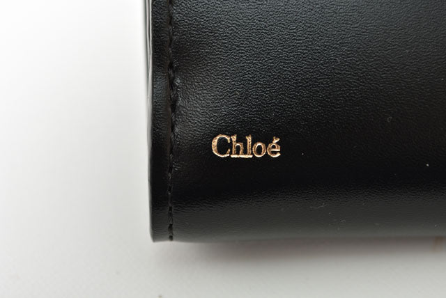 Chloe KIKI Small Leather Cotton Wallet Black Beige