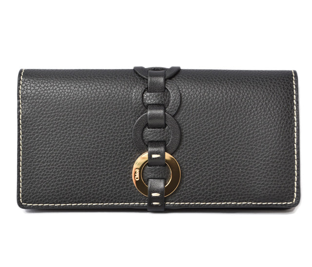 Chloe Darryl Black Calf Leather Long Wallet