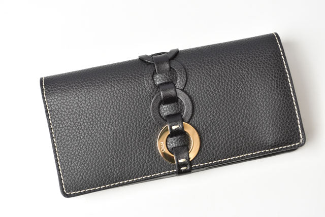 Chloe Darryl Black Calf Leather Long Wallet