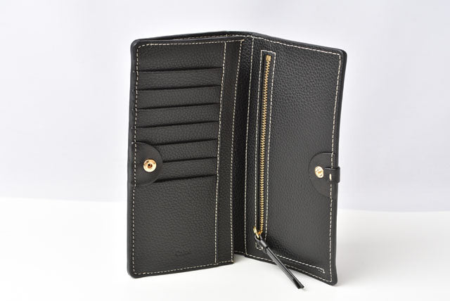 Chloe Darryl Black Calf Leather Long Wallet