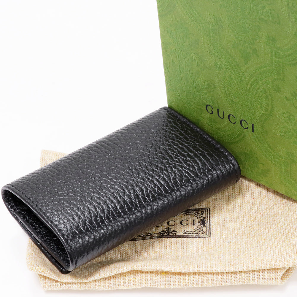 Gucci GG Marmont 6 Key Case Black Calf 456118