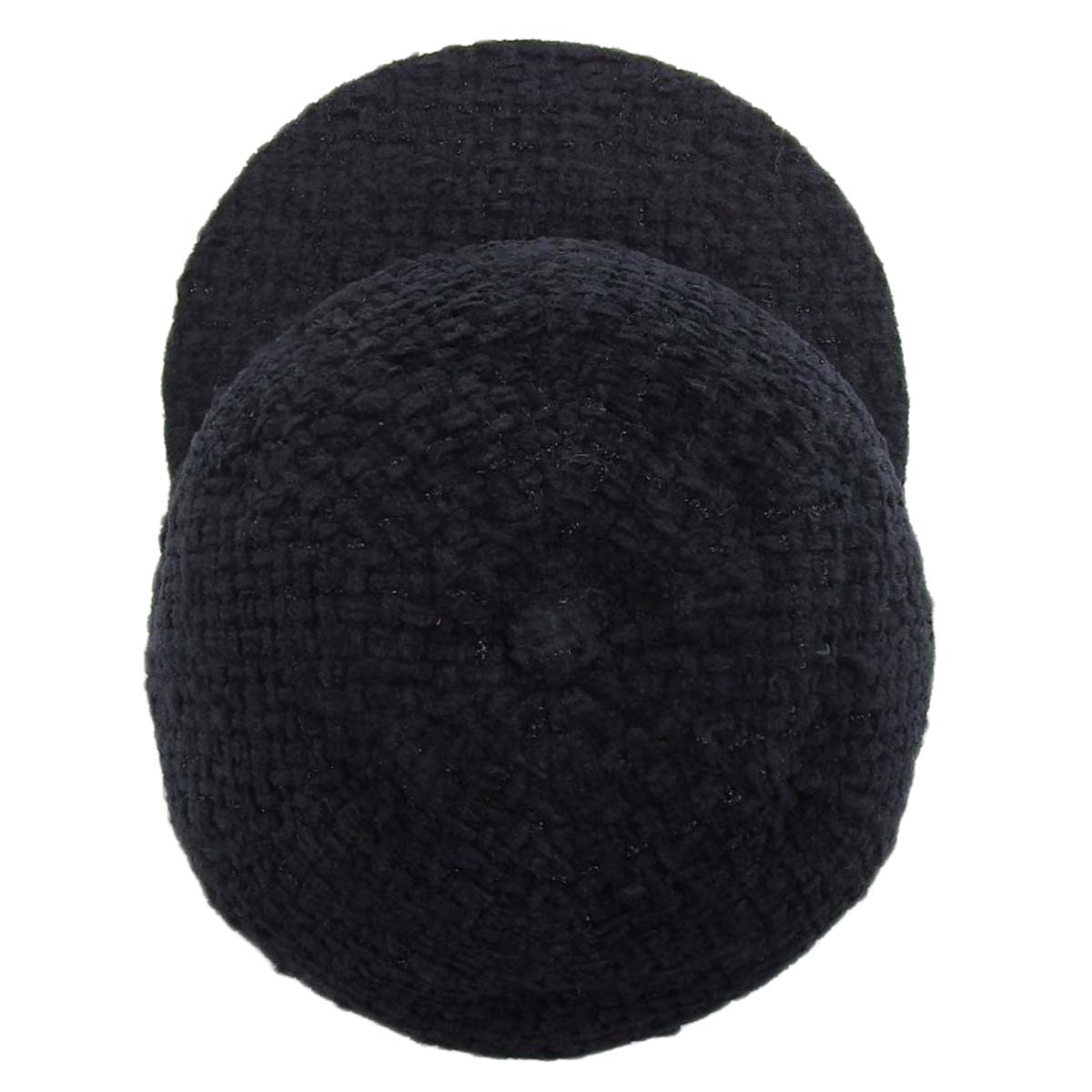 Chanel Tweed Cap Black Wool Blend