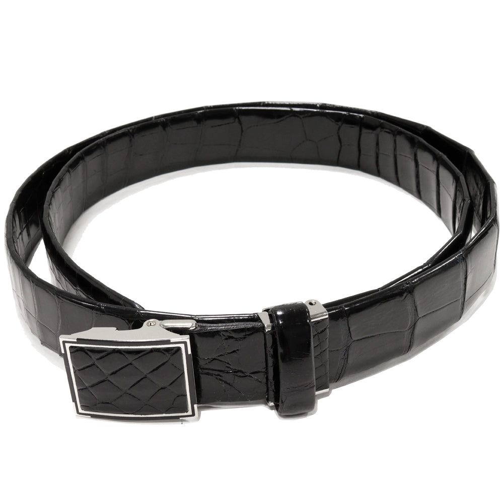 Crocodile Belt Black SS Buckle Men