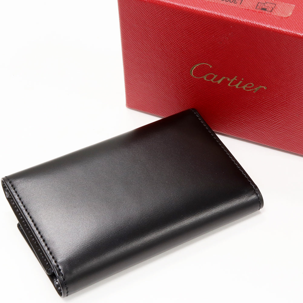 Cartier 6 Key Case Calf Leather Black L3000127 in Pristine Condition