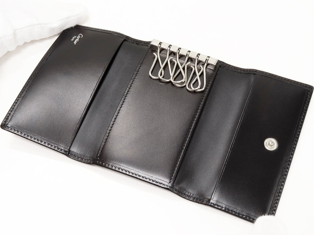 Cartier 6 Key Case Calf Leather Black L3000127 in Pristine Condition