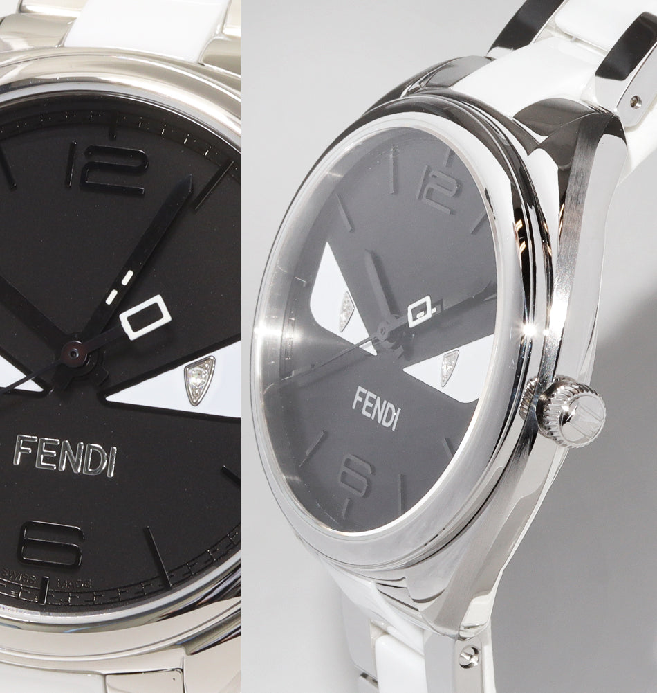 Fendi Bugs Monster Stainless Steel White Ceramic Quartz 21000M in Great Condition