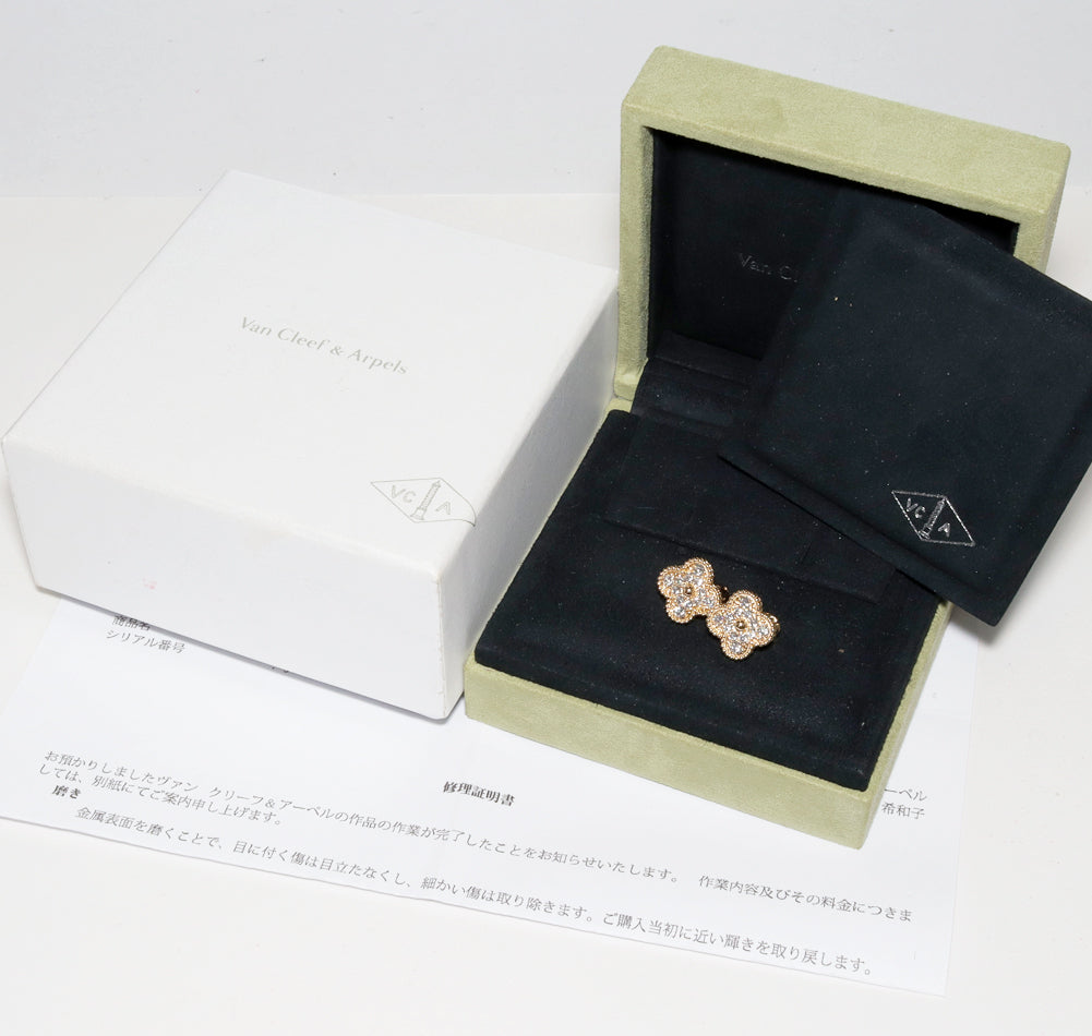 Van Cleef & Arpels K18YG Diamond Earrings VCARA44700 in Great Condition