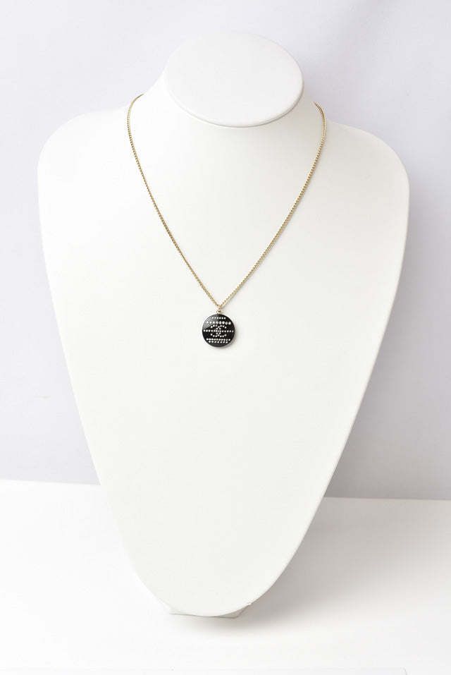 Chanel Necklace/Pendant Coco Mark CC Rhinestone Gold/Black