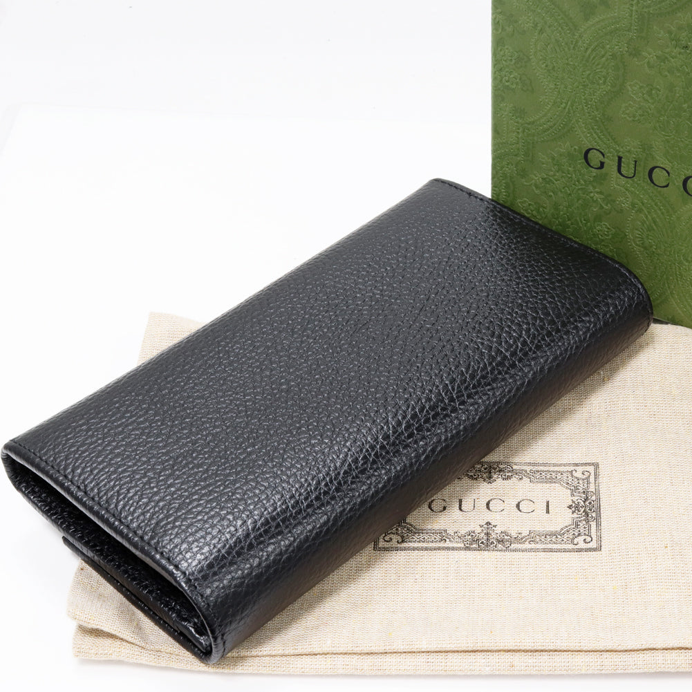 Gucci GG Marmont Continental Wallet Black Calf Leather in Pristine Condition