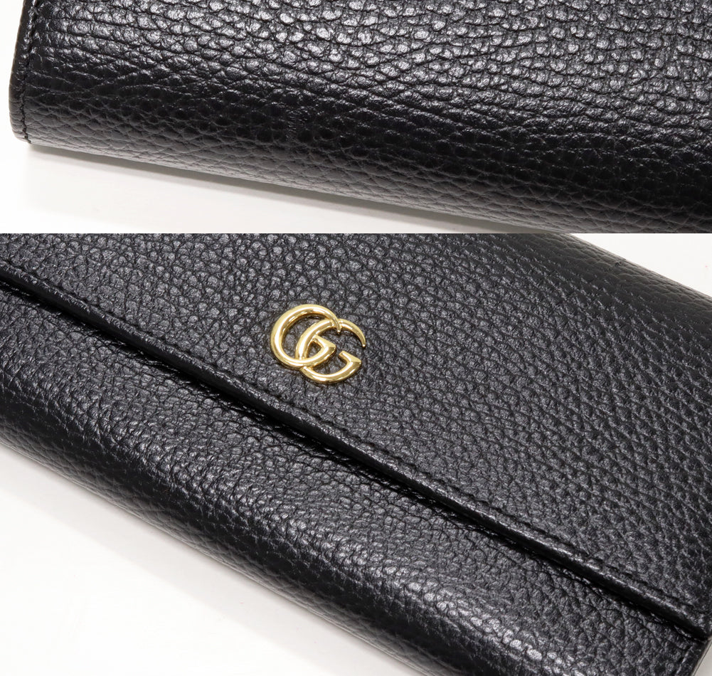 Gucci GG Marmont Continental Wallet Black Calf Leather in Pristine Condition