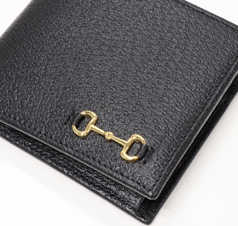 Gucci Bifold Wallet Horsebit Calf Black in Pristine Condition