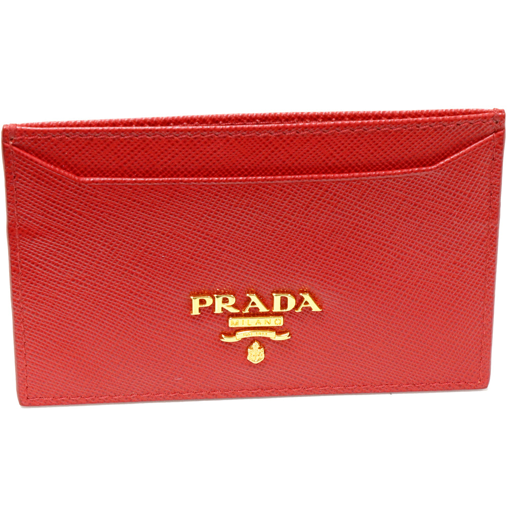 Prada Saffiano Calf Card Case Red 1MC208 in Pristine Condition