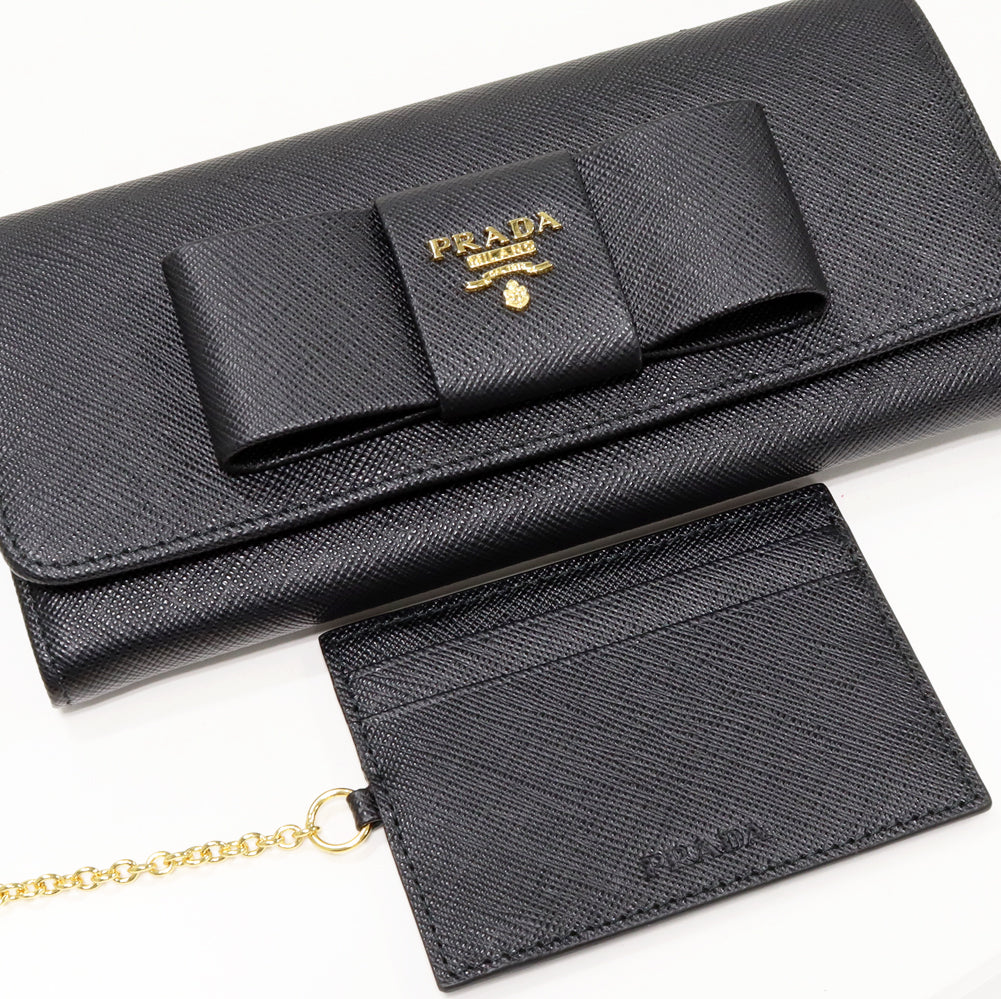 Prada Saffiano Leather Long Wallet with Pass Case 1MH132 in Pristine Condition