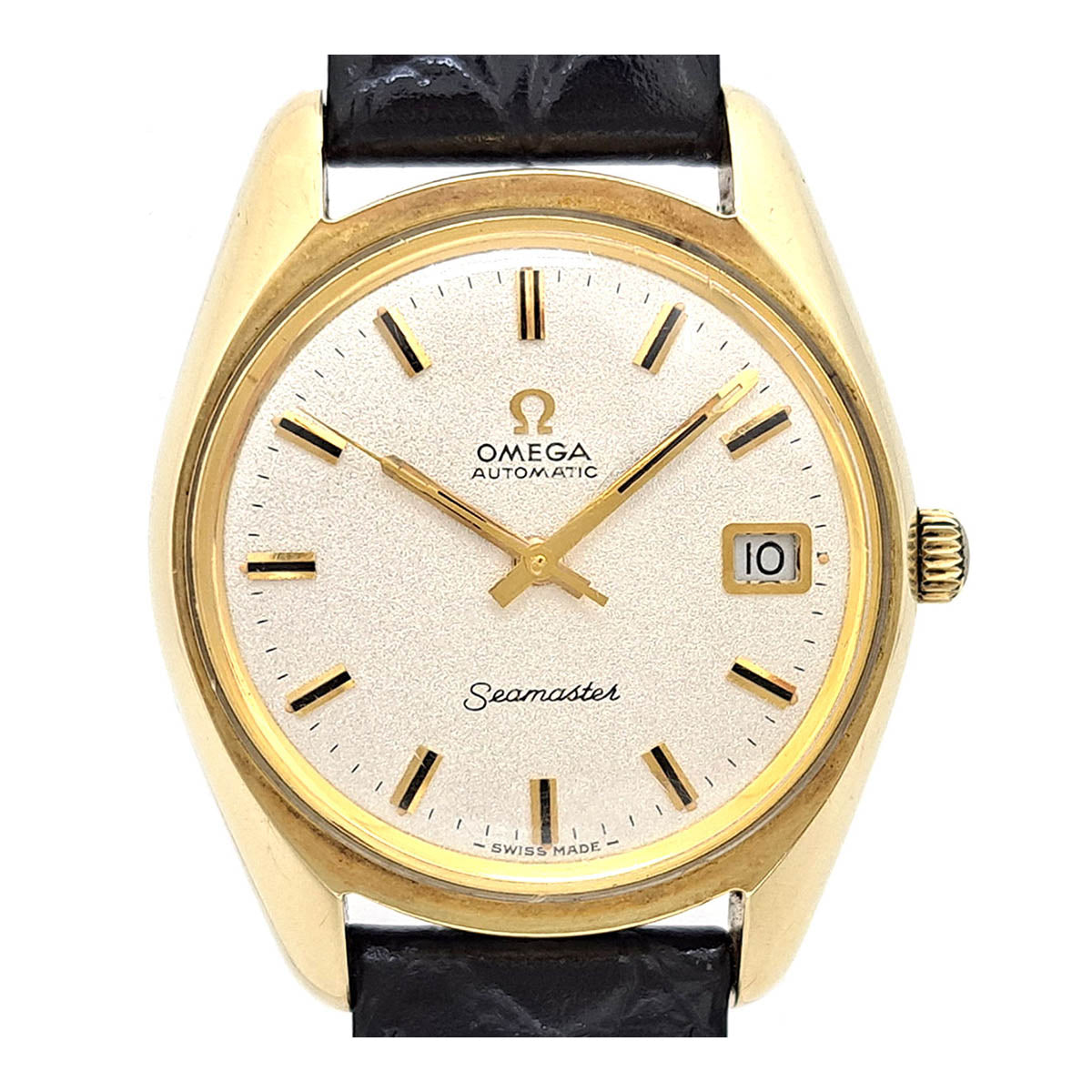 Omega Seamaster Gold Plated Leather Manual Watch