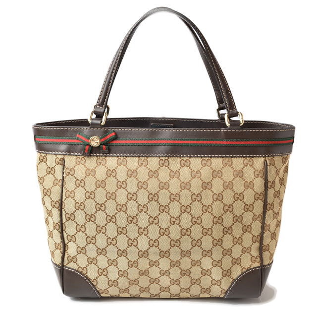 Gucci GG Canvas Leather Tote Bag 257061