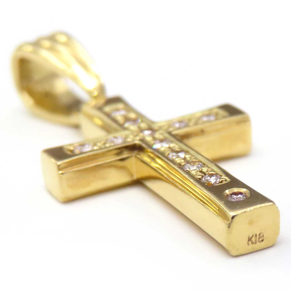 K18 Diamond Cross Pendant Top