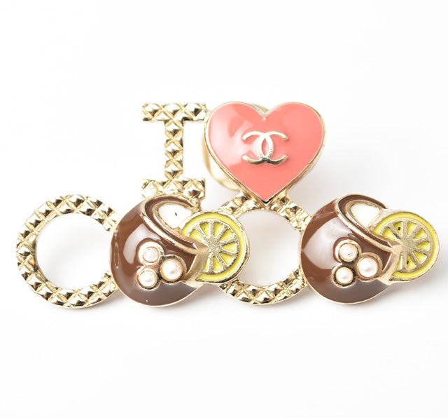 Chanel Heart Motif Brooch Pin Badge