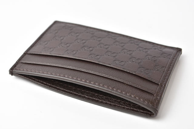 Gucci Leather Card Case Dark Brown