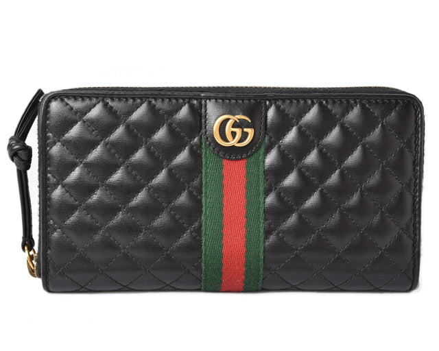 Gucci Quilted Leather Long Wallet Double G Zip-Around 536450 in Great Condition