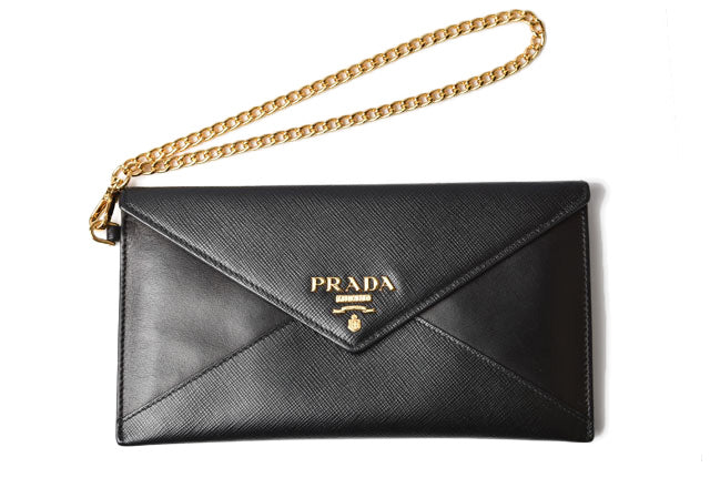 Prada Saffiano Chain Wallet Long Wallet 1MF002 in Great Condition