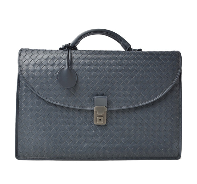 Bottega Veneta Leather Business Bag/Briefcase Navy in Pristine Condition