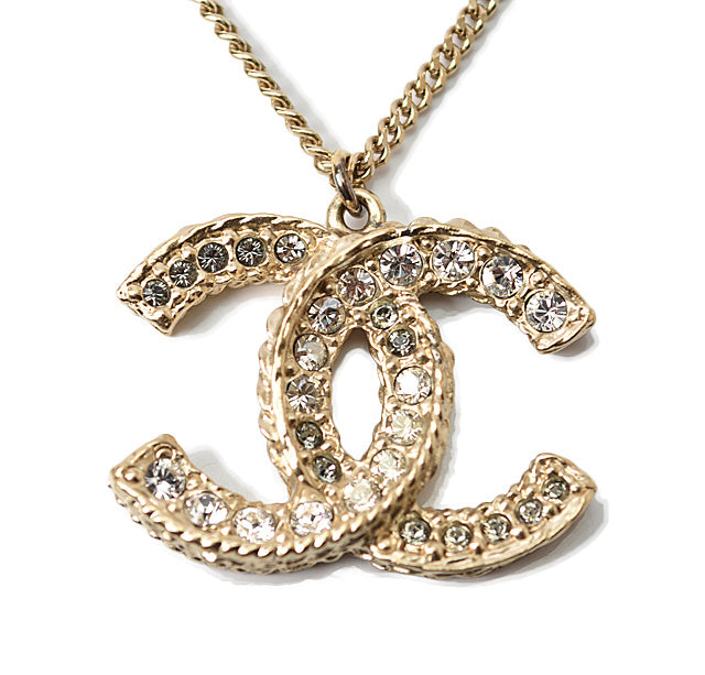 Chanel Necklace/Pendant 2way Coco Mark/CC Rhinestone Gold