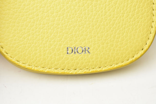 Dior Leather/Metal Card Case/Coin Case with Key Ring Mini Wallet Saddle Bag Motif in Pristine Condition