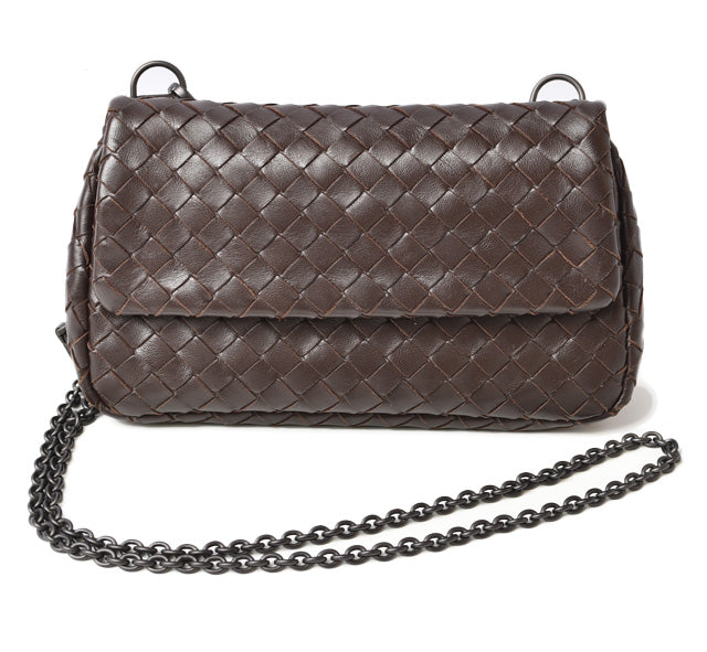 Bottega Veneta Dark Brown Shoulder/Clutch Bag with Chain in Excellent Condition