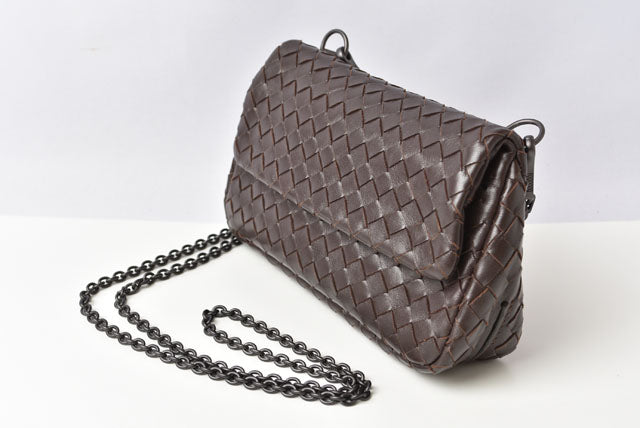 Bottega Veneta Dark Brown Shoulder/Clutch Bag with Chain