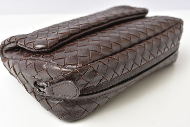 Bottega Veneta Dark Brown Shoulder/Clutch Bag with Chain