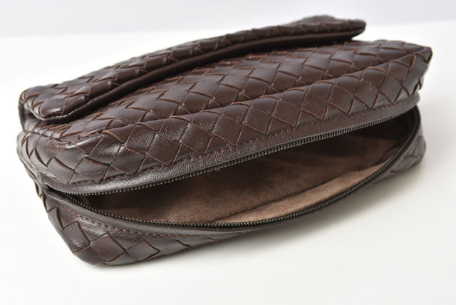 Bottega Veneta Dark Brown Shoulder/Clutch Bag with Chain