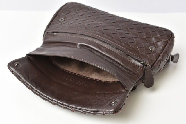 Bottega Veneta Dark Brown Shoulder/Clutch Bag with Chain