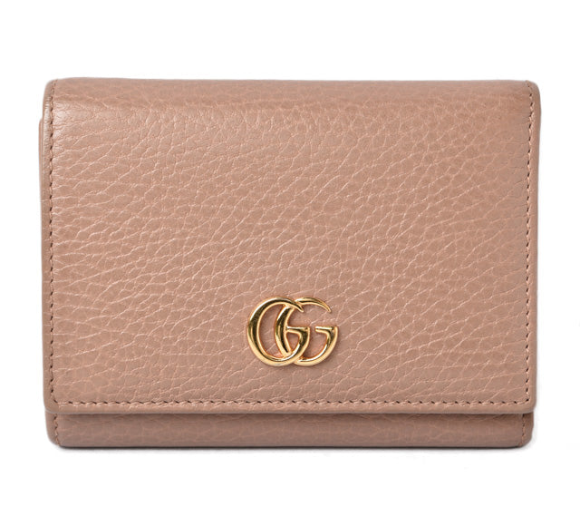 Gucci Leather Mini Wallet Trifold 474746 Pink Beige in Pristine Condition