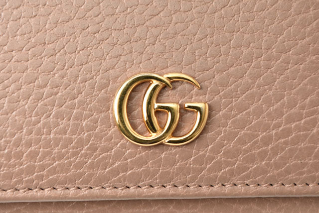 Gucci Leather Mini Wallet Trifold 474746 Pink Beige in Pristine Condition