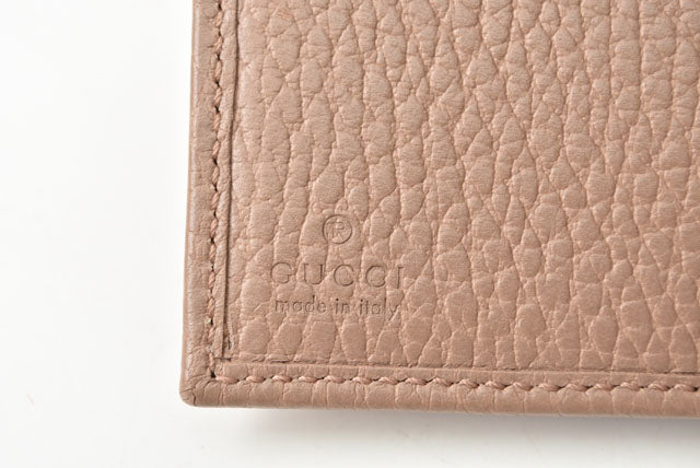 Gucci Leather Mini Wallet Trifold 474746 Pink Beige in Pristine Condition