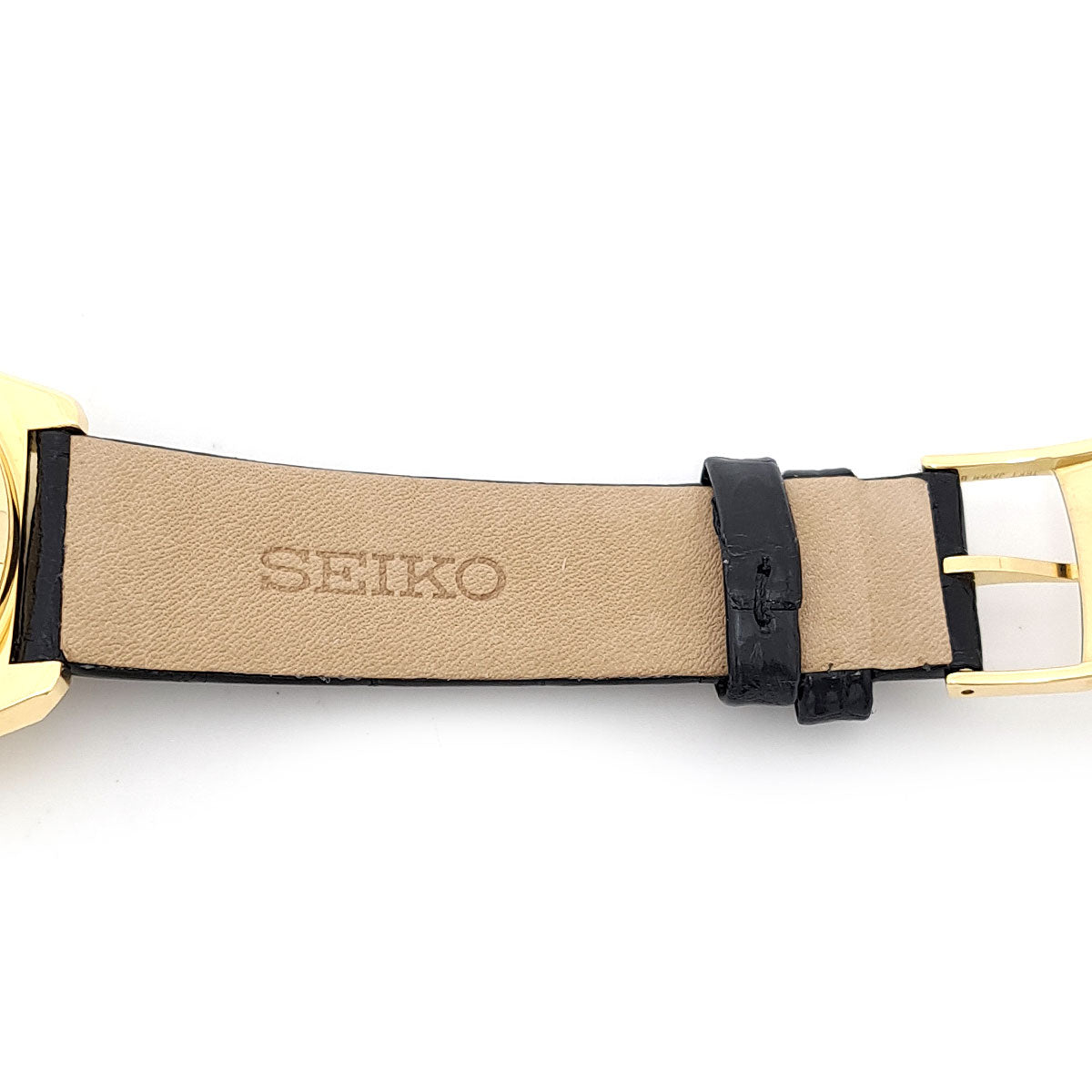 Seiko SBGW044 Yellow Gold Leather Manual Watch