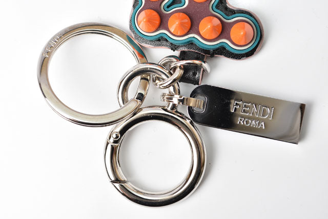 Fendi Rubber/Leather/Metal Keychain/Keyring/Bag Charm in Excellent Condition