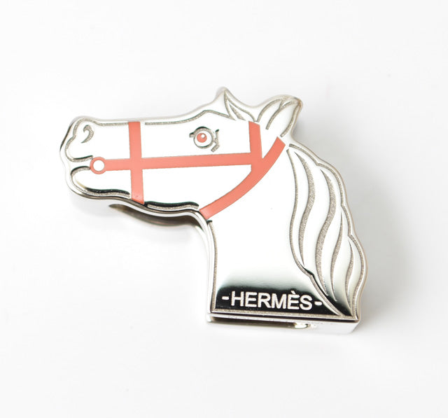 Hermes Metal Scarf Ring / Scarf Holder Twilly Ring Cadreju Horse 2.4×1.7cm 231112-h in Pristine Condition