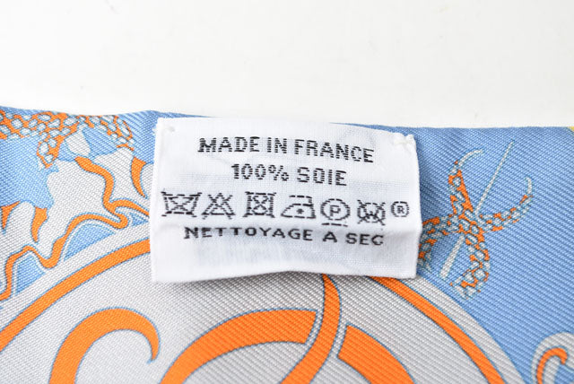 Hermes Silk Twilly Scarf Light Blue/Yellow in Great Condition