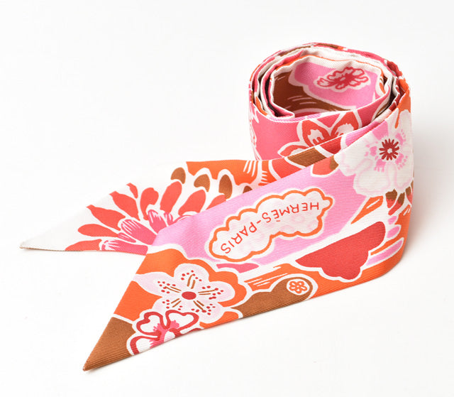 Hermes Silk Twilly Scarf Pink Multi