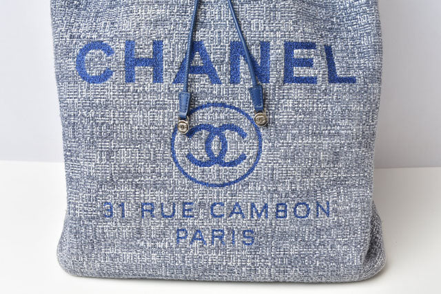 Chanel Cotton Canvas Denim Backpack Chain Bag Deauville 2018 Cruise Line