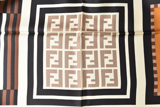 Fendi Silk Scarf Brown/Beige in Pristine Condition