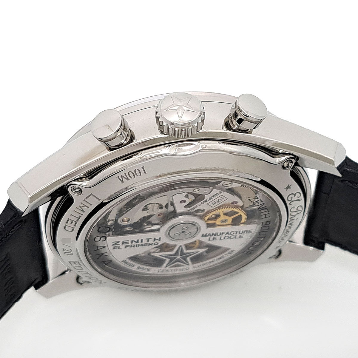 Zenith Stainless Steel Leather Diamond Automatic Watch