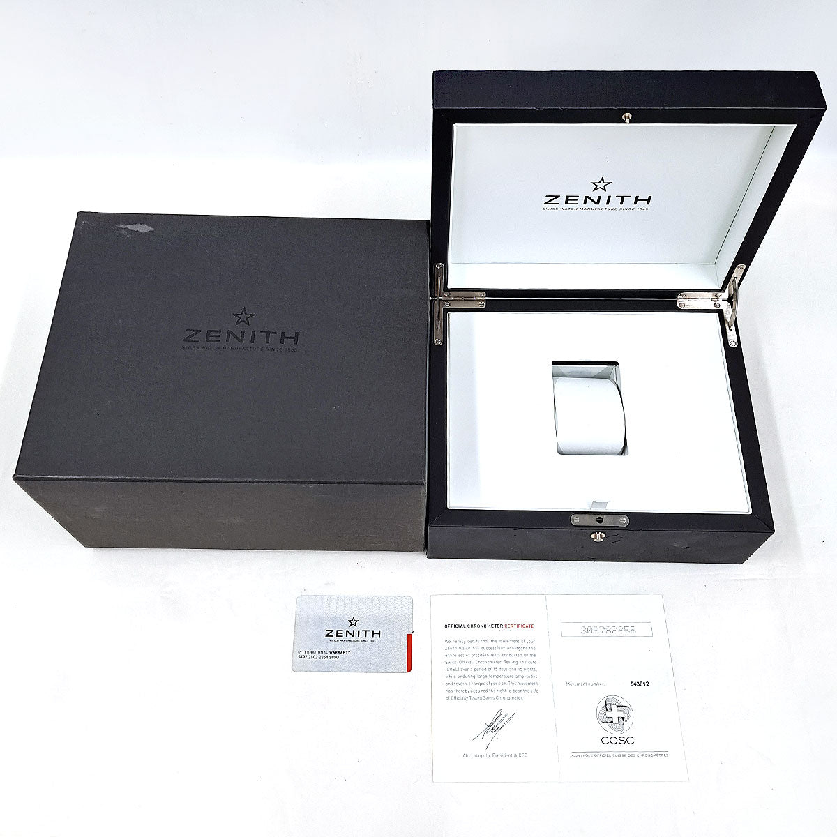 Zenith Stainless Steel Leather Diamond Automatic Watch